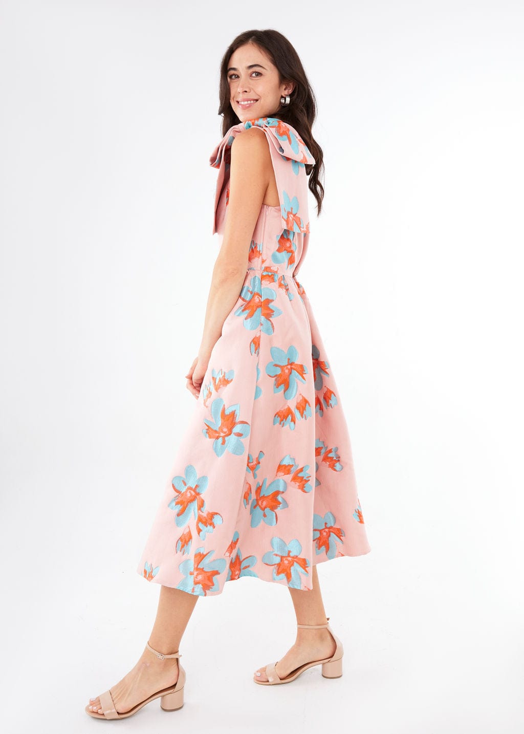 Abbey Glass Dress Caroline Dress Pink Plumeria Jacquard