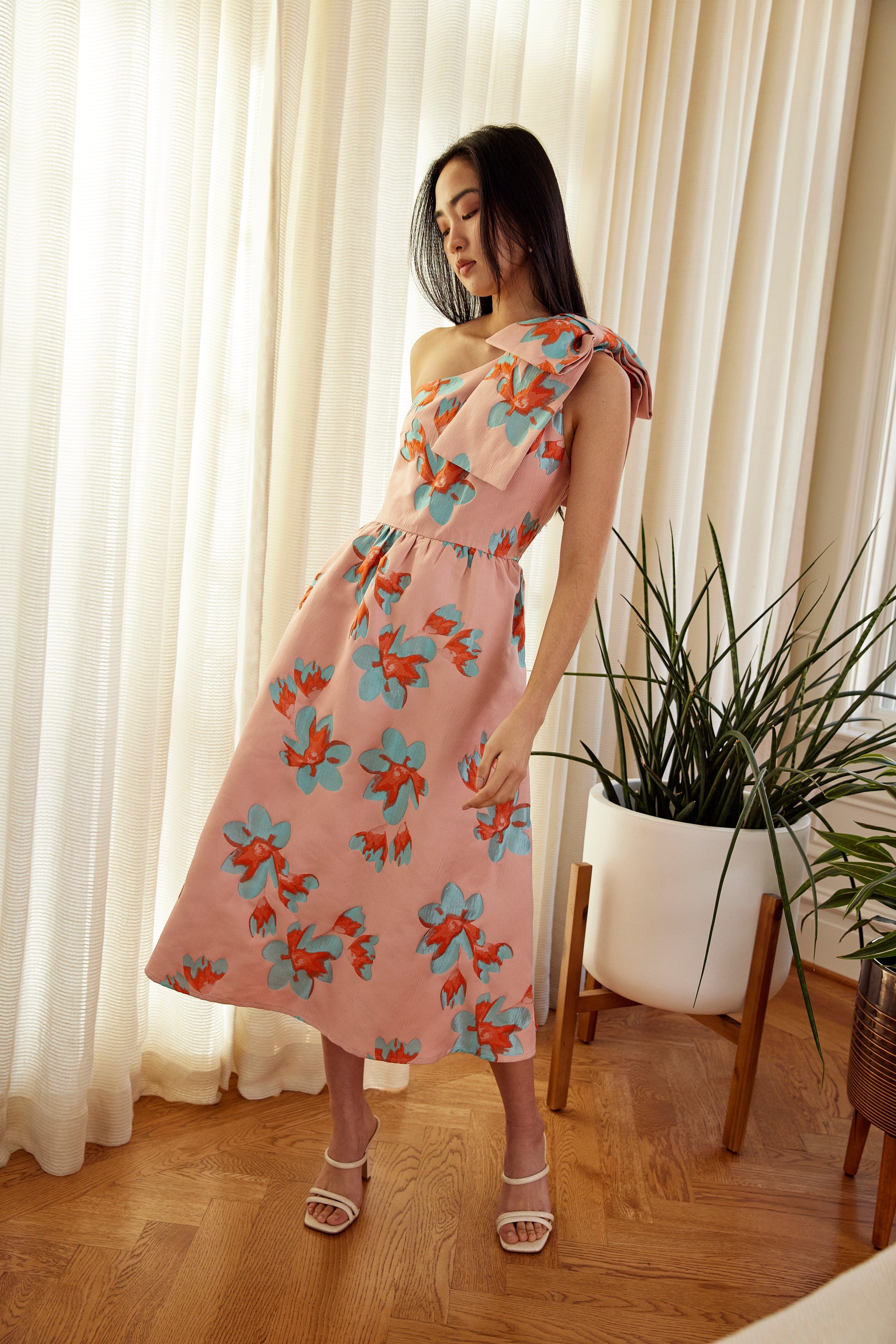Abbey Glass Dress Caroline Dress Pink Plumeria Jacquard