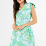 Abbey Glass Dress Caroline Gown Green Abstract Brocade