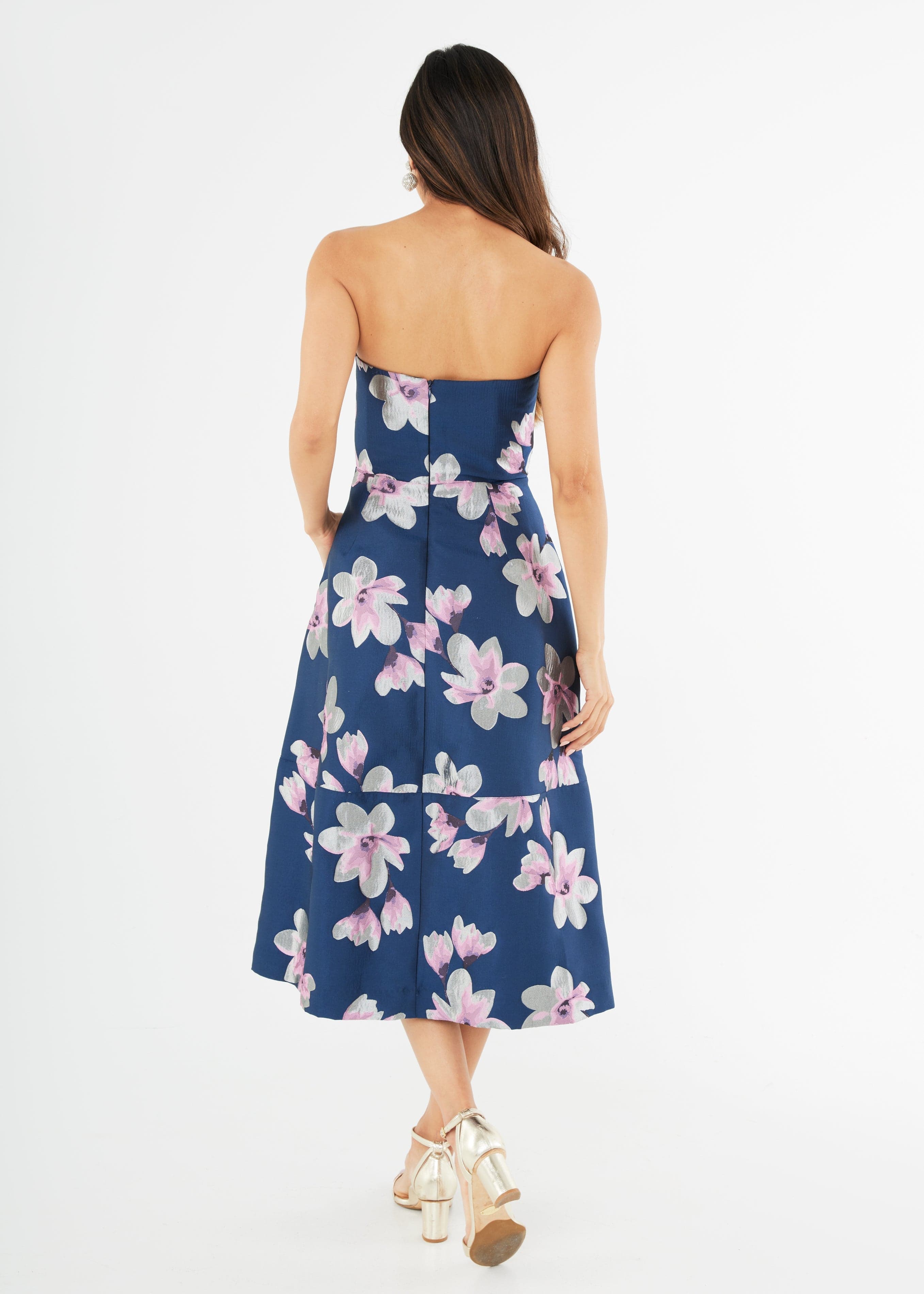 Abbey Glass Dress Catherine Dress Blue Plumeria Jacquard