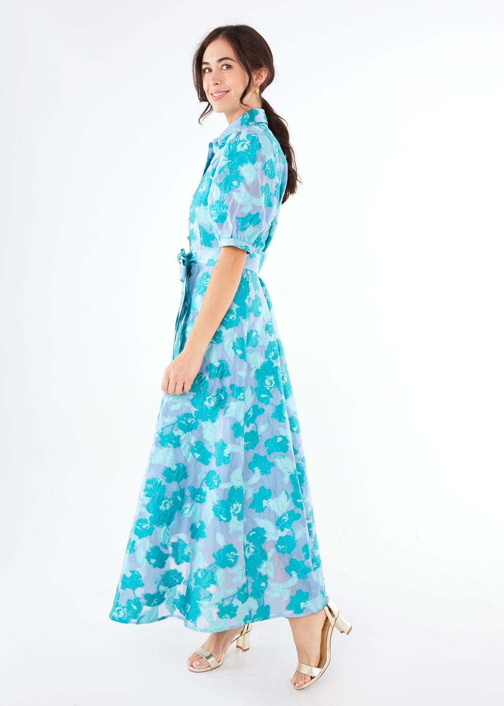 Abbey Glass Dress Charlotte Gown Mint Rose Vine Organza