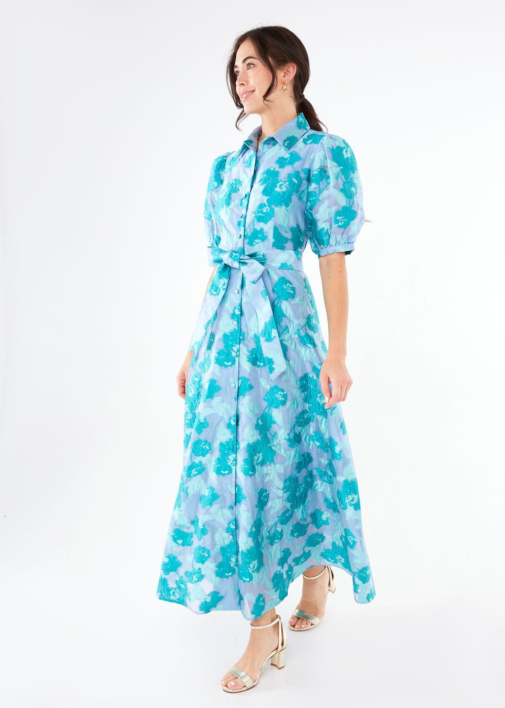 Abbey Glass Dress Charlotte Gown Mint Rose Vine Organza