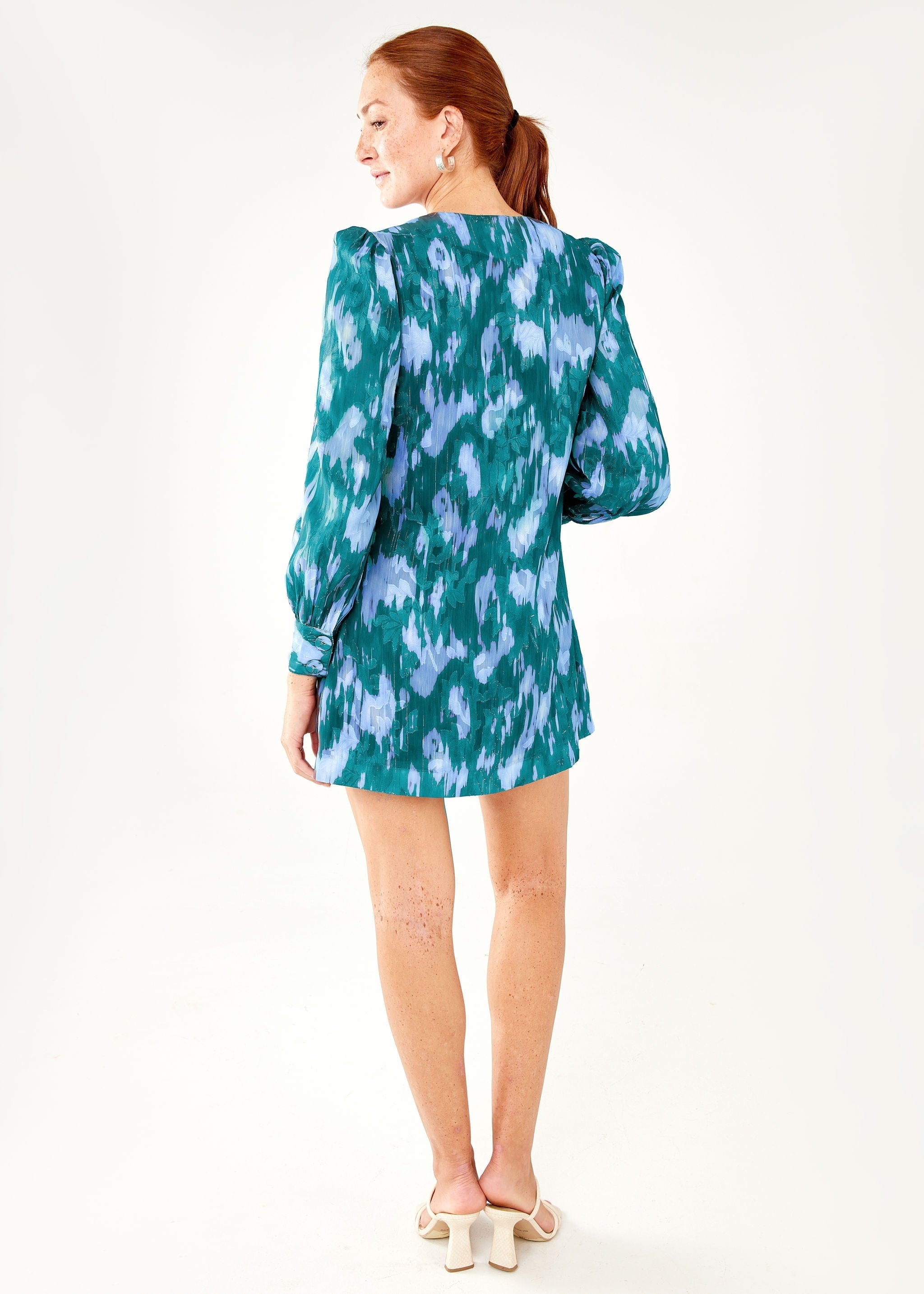 Abbey Glass Dress Ellen Dress Teal Ikat Chiffon