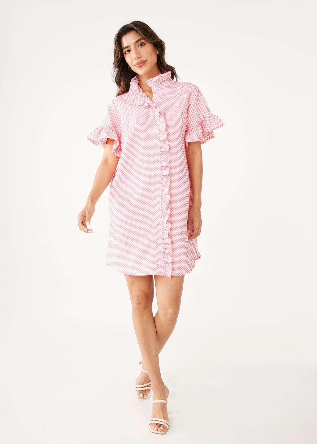 Abbey Glass Dress Katie Dress Salmon Tufted Cotton