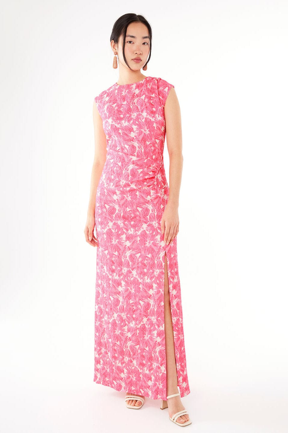 Abbey Glass Dress Stefanie Dress Hot Pink Hibiscus Jacquard