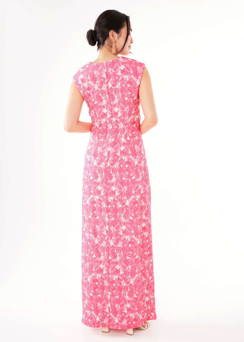 Abbey Glass Dress Stefanie Dress Hot Pink Hibiscus Jacquard
