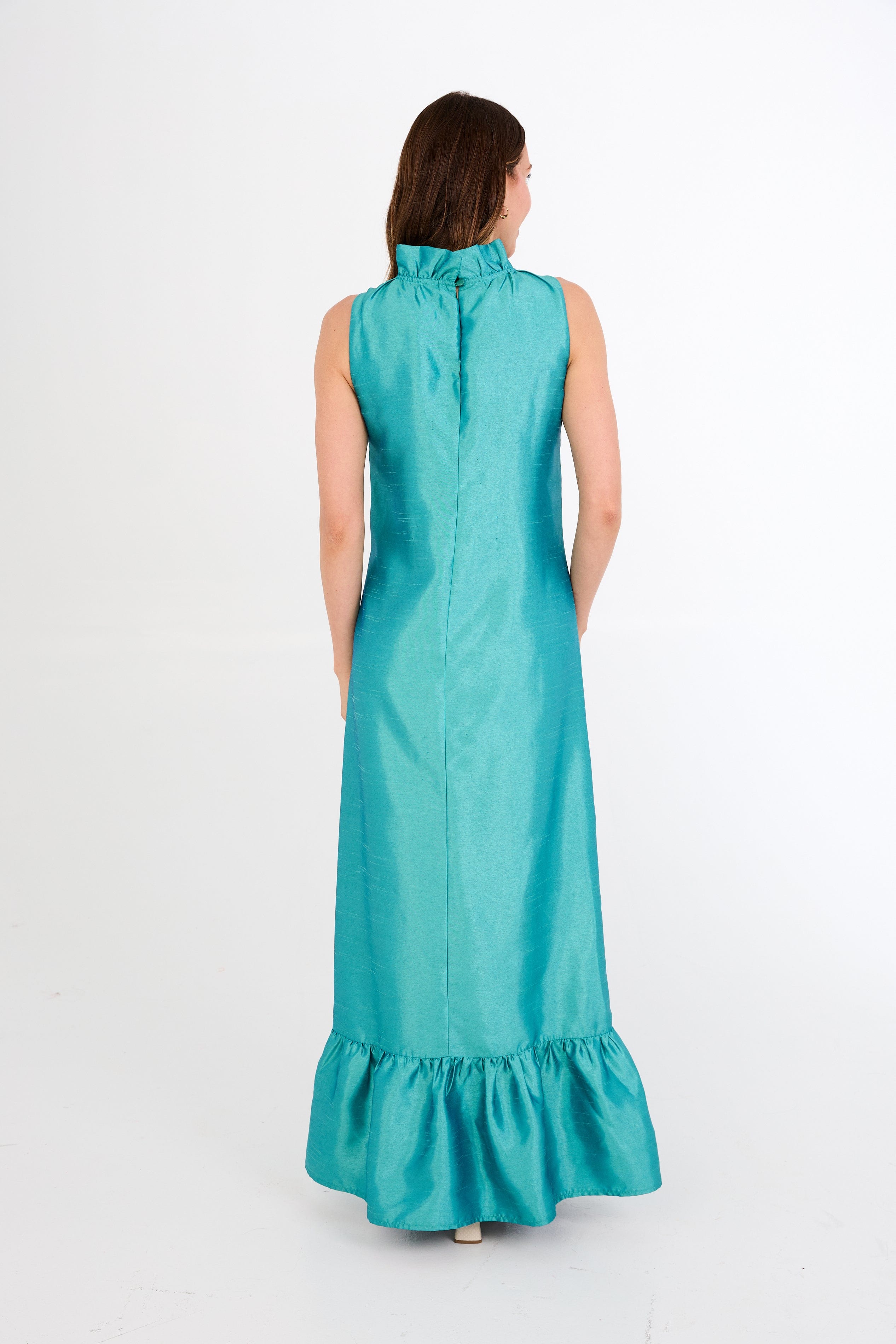 Abbey Glass Dresses Camille Gown Teal Dupioni