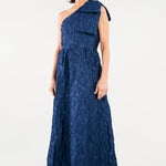 Abbey Glass Dresses Caroline One-Shoulder Gown Navy Organza