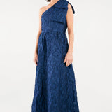 Abbey Glass Dresses Caroline One-Shoulder Gown Navy Organza