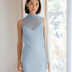Ashley Stambouli Dress Scarlet Mesh Midi Dress