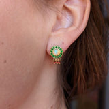 Campbell + Charlotte Found Cabochon Huggie - Turquoise & Pink Sapphire