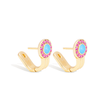 Campbell + Charlotte Found Cabochon Huggie - Turquoise & Pink Sapphire