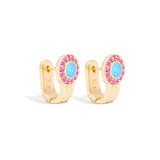 Campbell + Charlotte Found Cabochon Huggie - Turquoise & Pink Sapphire