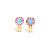 Campbell + Charlotte Found Cabochon Huggie - Turquoise & Pink Sapphire