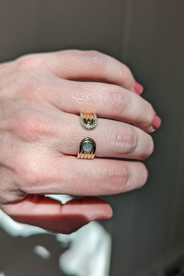 Campbell + Charlotte Found Cabochon Open Ring - Opal & Tsavorite