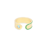 Campbell + Charlotte Found Cabochon Open Ring - Opal & Tsavorite
