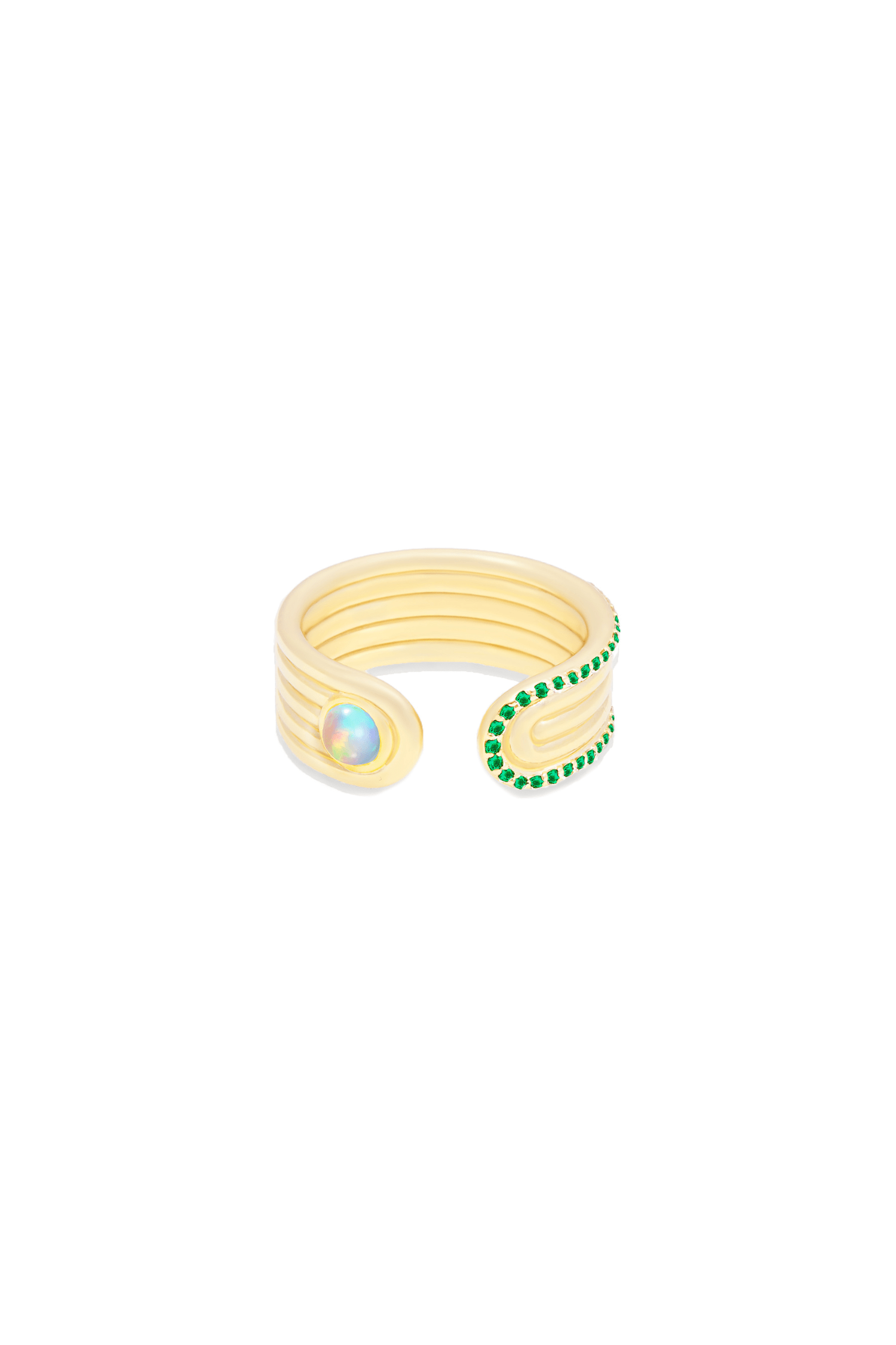Campbell + Charlotte Found Cabochon Open Ring - Opal & Tsavorite