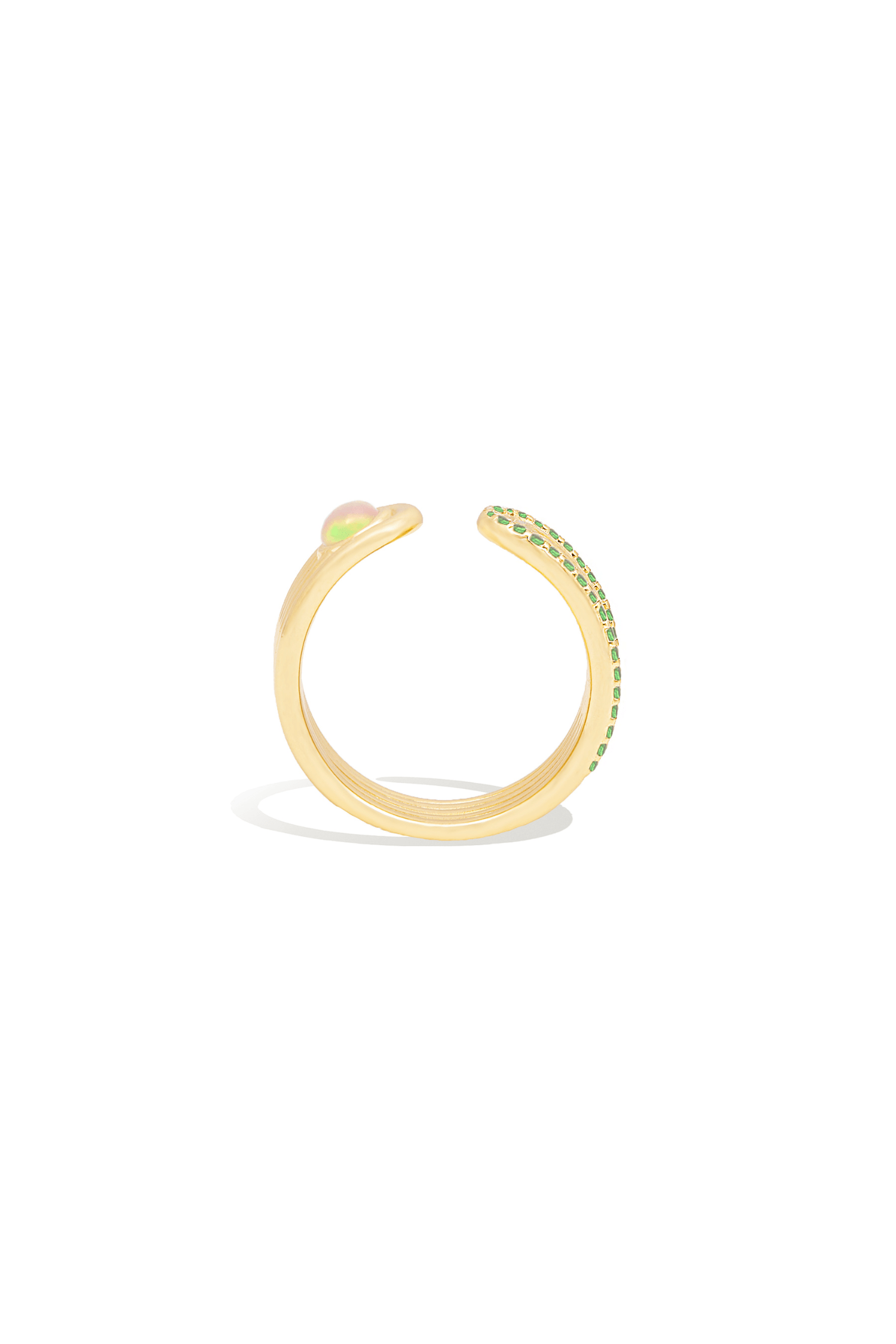 Campbell + Charlotte Found Cabochon Open Ring - Opal & Tsavorite