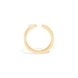 Campbell + Charlotte Found Cabochon Open Ring - Rainbow Moonstone & Diamond
