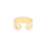 Campbell + Charlotte Found Cabochon Open Ring - Rainbow Moonstone & Diamond