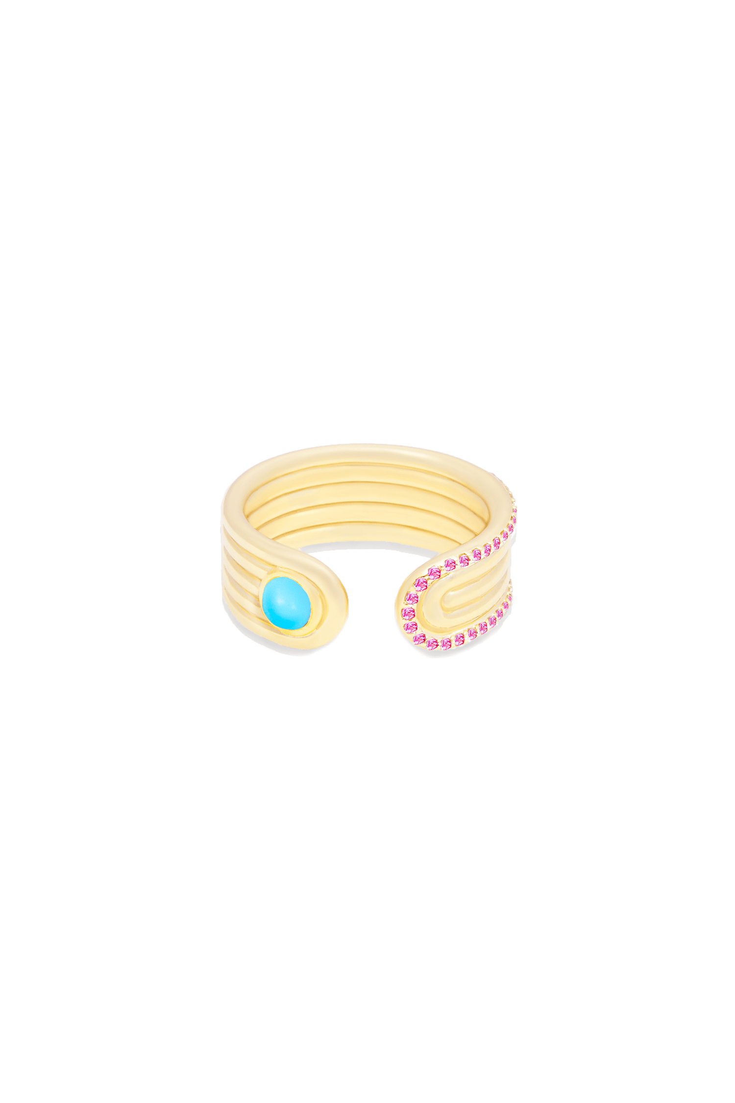 Campbell + Charlotte Found Cabochon Open Ring - Turquoise & Pink Sapphire