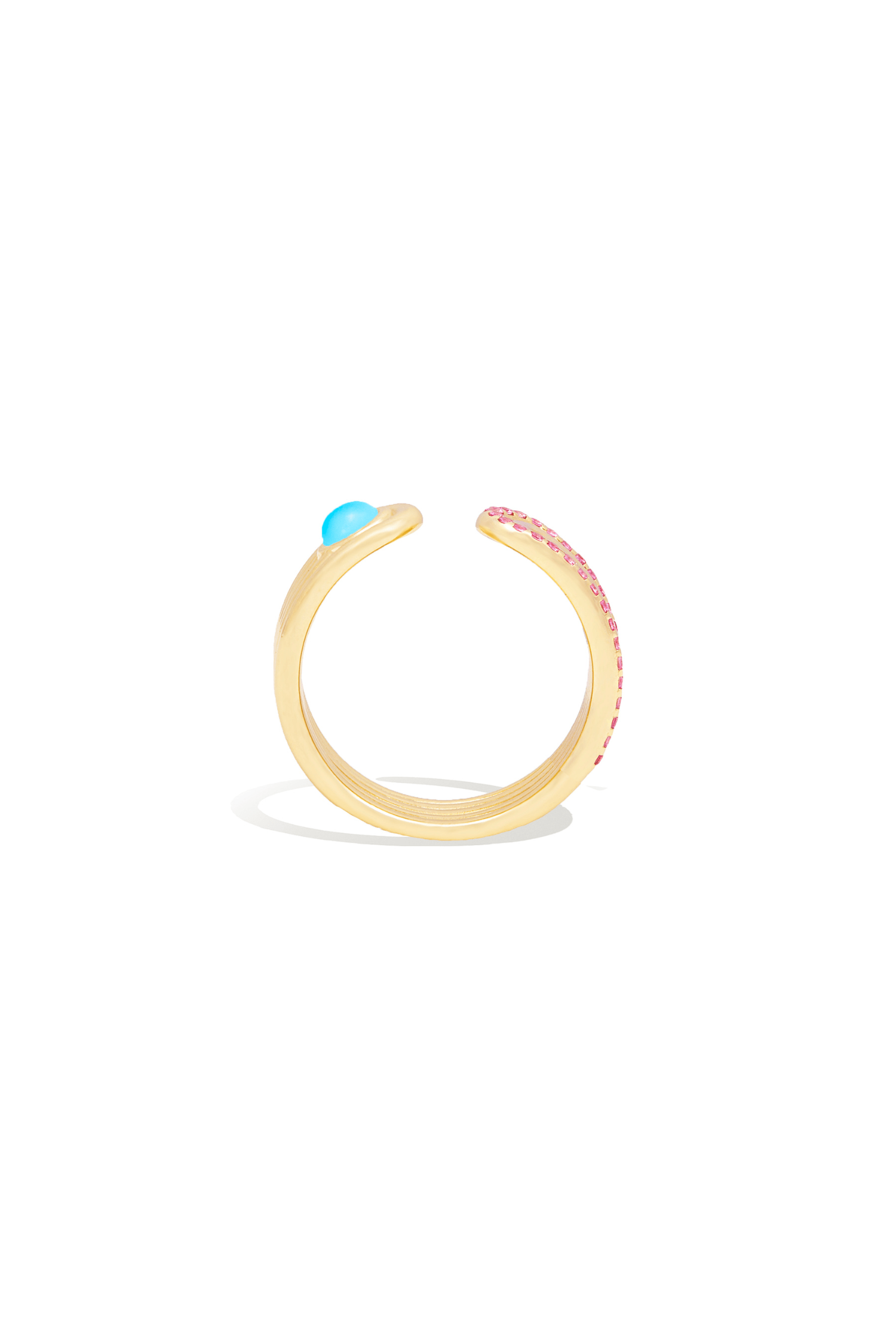Campbell + Charlotte Found Cabochon Open Ring - Turquoise & Pink Sapphire