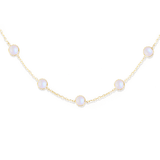Campbell + Charlotte Found Cabochon Station Necklace - Rainbow Moonstone & Diamond