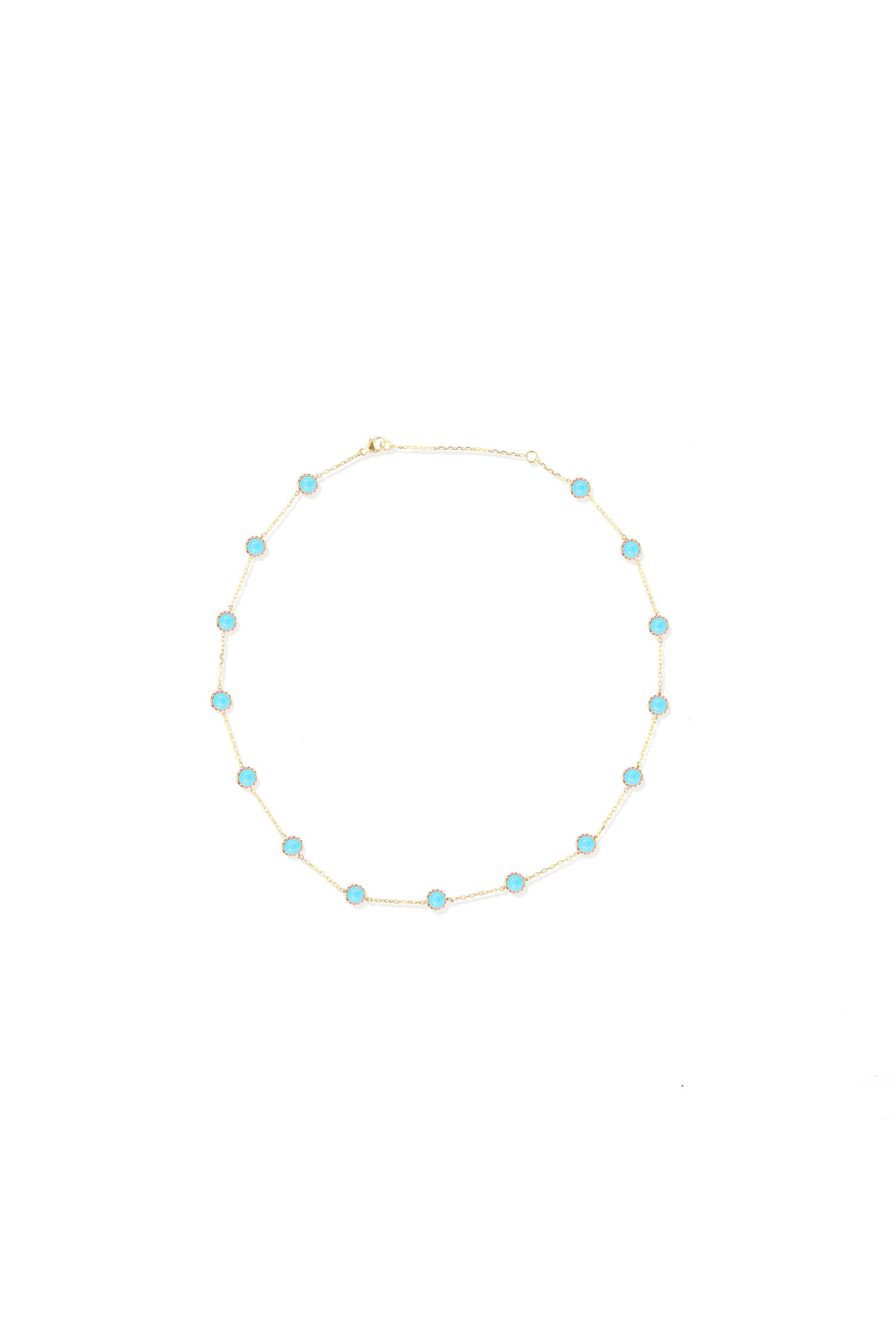 Campbell + Charlotte Found Cabochon Station Necklace - Turquoise & Pink Sapphire