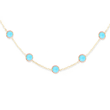 Campbell + Charlotte Found Cabochon Station Necklace - Turquoise & Pink Sapphire