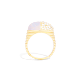 Campbell + Charlotte Found Cap Cocktail Ring - Rainbow Moonstone & Diamond