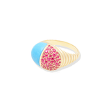 Campbell + Charlotte Found Cap Cocktail Ring - Turquoise & Pink Sapphire