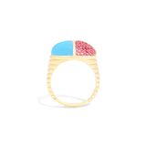 Campbell + Charlotte Found Cap Cocktail Ring - Turquoise & Pink Sapphire