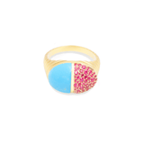 Campbell + Charlotte Found Cap Cocktail Ring - Turquoise & Pink Sapphire