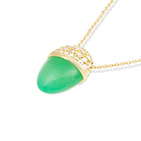 Campbell + Charlotte Found Cap Pendant Necklace - Chrysoprase & Diamond