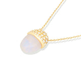 Campbell + Charlotte Found Cap Pendant Necklace - Rainbow Moonstone & Diamond
