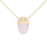 Campbell + Charlotte Found Cap Pendant Necklace - Rainbow Moonstone & Diamond
