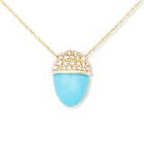 Campbell + Charlotte Found Cap Pendant Necklace - Turquoise & Brown Diamond