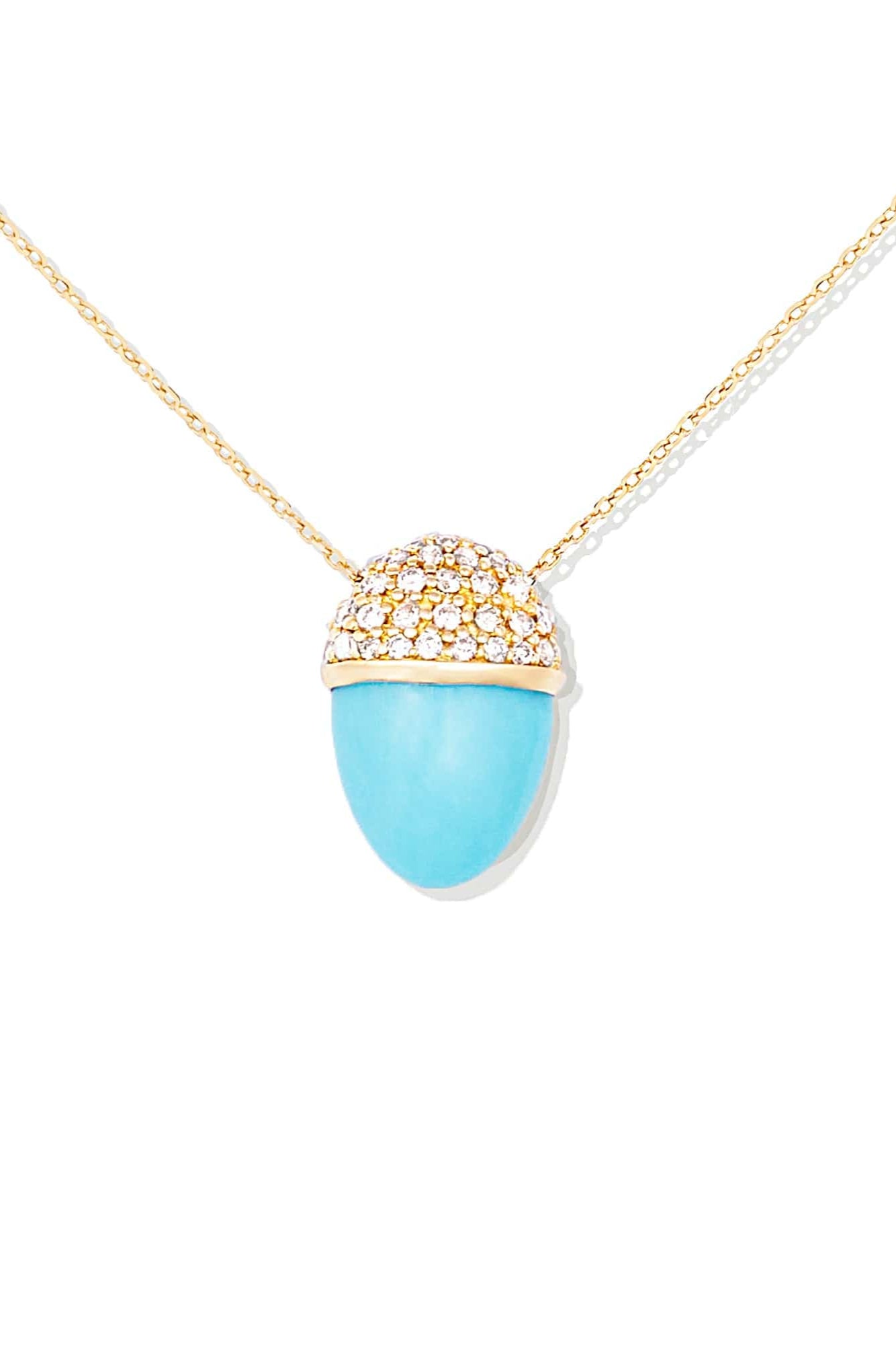 Campbell + Charlotte Found Cap Pendant Necklace - Turquoise & Brown Diamond
