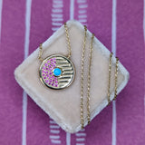 Campbell + Charlotte Found Small Disk Pendant Necklace - Pink Sapphire & Turquoise