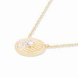 Campbell + Charlotte Found Small Disk Pendant Necklace - White Diamond & Moonstone