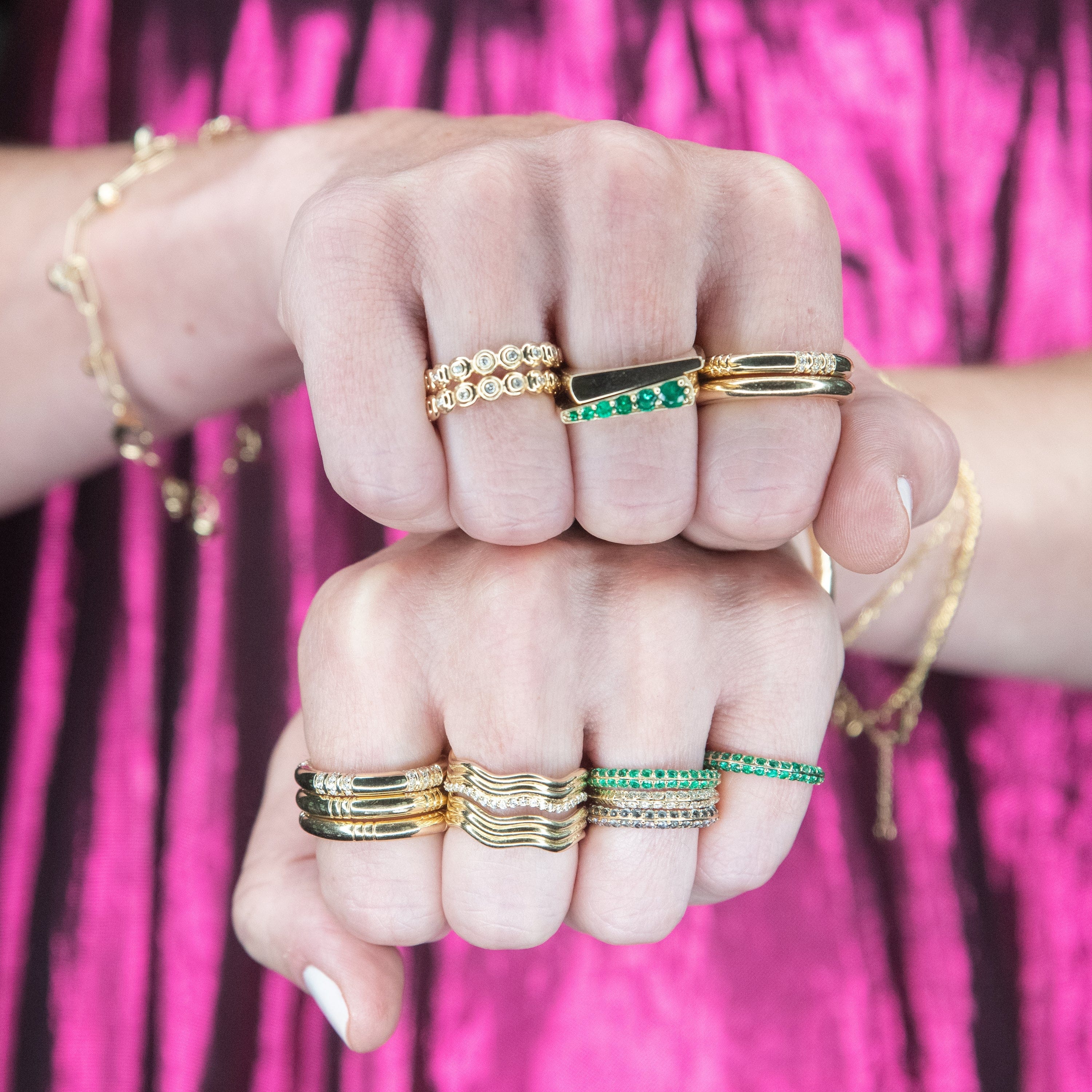 Campbell + Charlotte Ring The Edge Tapered Stacking Ring - Emerald