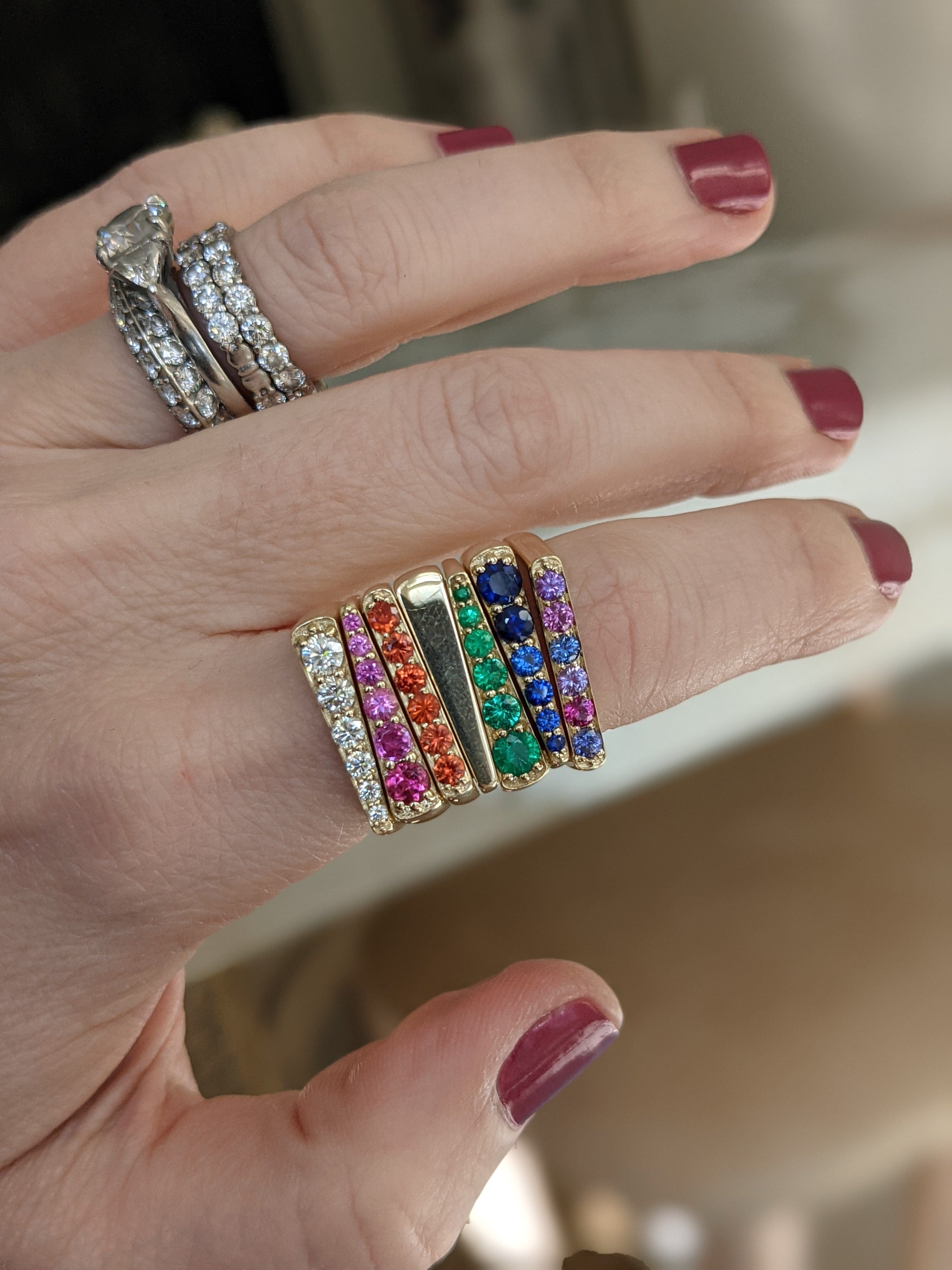 Campbell + Charlotte Ring The Edge Tapered Stacking Ring - Pink Sapphire