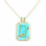 Campbell + Charlotte Spark Emerald Cut Pendant Necklace - Turquoise & Emerald
