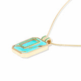 Campbell + Charlotte Spark Emerald Cut Pendant Necklace - Turquoise & Emerald