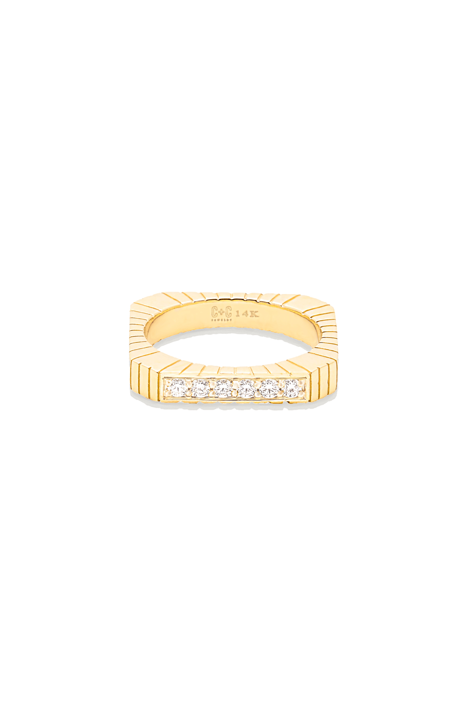 Campbell + Charlotte Spark Etched Stacking Band Ring - Diamond