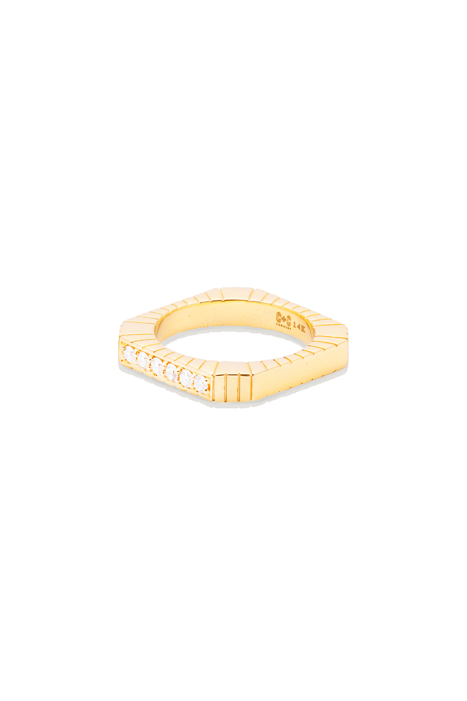 Campbell + Charlotte Spark Etched Stacking Band Ring - Diamond