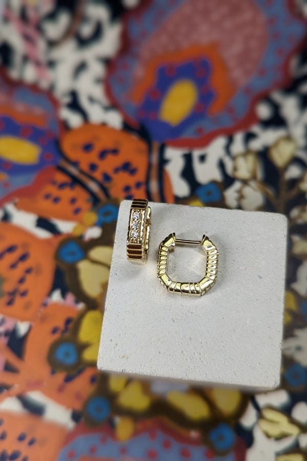 Campbell + Charlotte Spark Octagon Huggie - Diamond