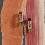 Campbell + Charlotte Spark Octagon Huggie - Pink Sapphire