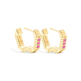 Campbell + Charlotte Spark Octagon Huggie - Pink Sapphire