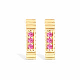 Campbell + Charlotte Spark Octagon Huggie - Pink Sapphire